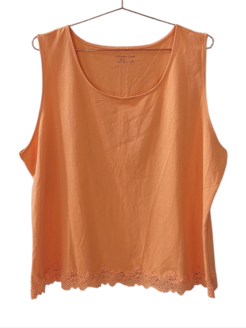 COLDWATER CREEK Orange Lace Trim Tank Size 3XL